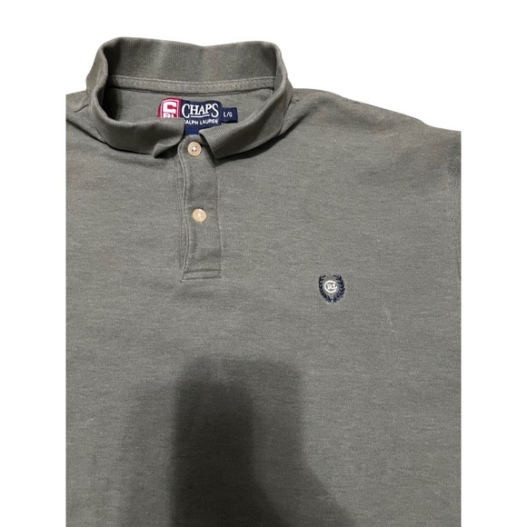 Chaps Ralph Lauren Mens Large Olive Green Pique Short Sleeve Polo Shirt Cotton - Picture 2 of 9